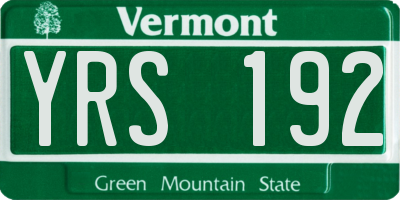 VT license plate YRS192