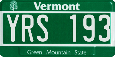 VT license plate YRS193
