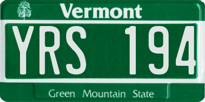 VT license plate YRS194