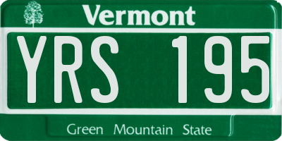 VT license plate YRS195
