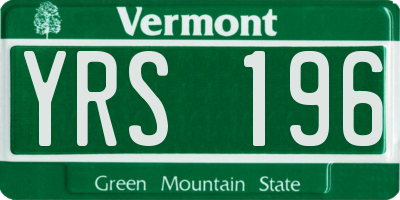 VT license plate YRS196