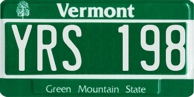 VT license plate YRS198