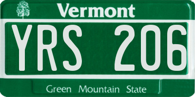 VT license plate YRS206