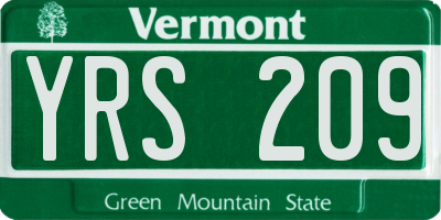 VT license plate YRS209