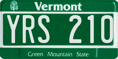 VT license plate YRS210