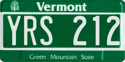 VT license plate YRS212