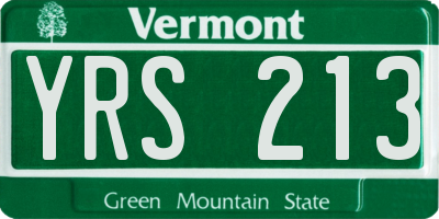 VT license plate YRS213