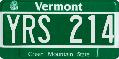 VT license plate YRS214