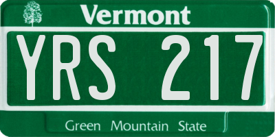 VT license plate YRS217