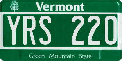 VT license plate YRS220