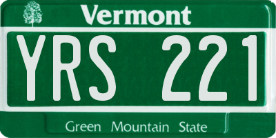 VT license plate YRS221
