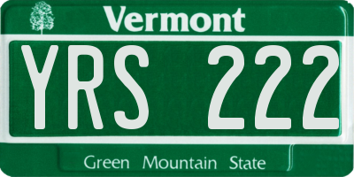 VT license plate YRS222