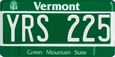 VT license plate YRS225