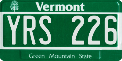 VT license plate YRS226