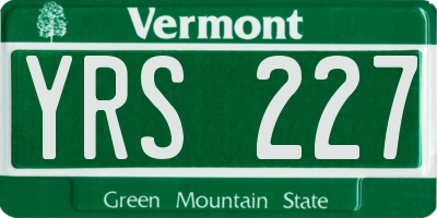 VT license plate YRS227