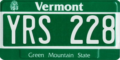 VT license plate YRS228