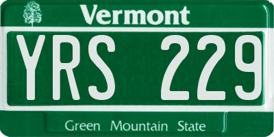 VT license plate YRS229