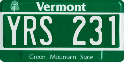 VT license plate YRS231
