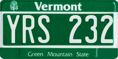 VT license plate YRS232