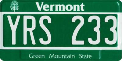 VT license plate YRS233