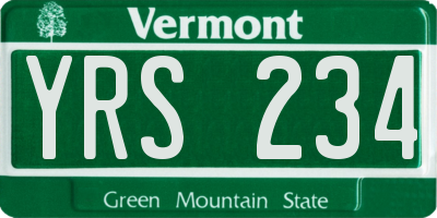 VT license plate YRS234