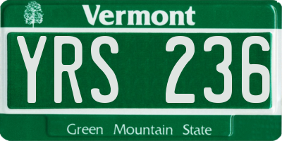 VT license plate YRS236