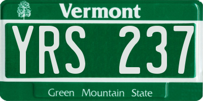 VT license plate YRS237