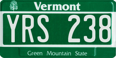 VT license plate YRS238