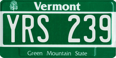 VT license plate YRS239