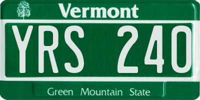 VT license plate YRS240