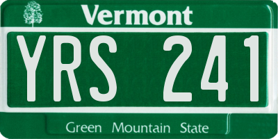 VT license plate YRS241
