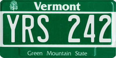 VT license plate YRS242