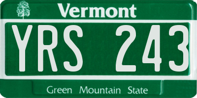 VT license plate YRS243