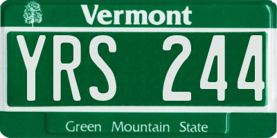 VT license plate YRS244