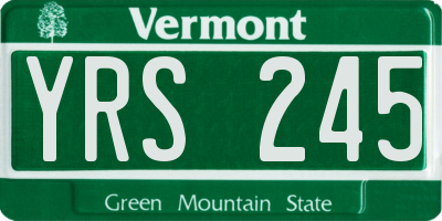 VT license plate YRS245