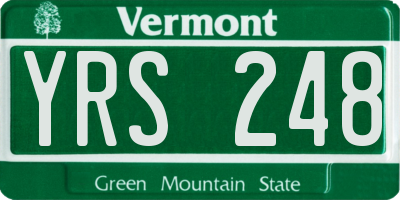 VT license plate YRS248