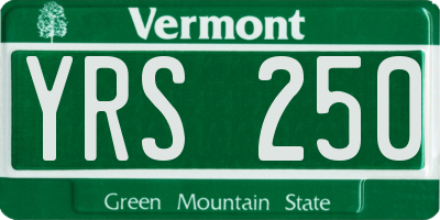 VT license plate YRS250