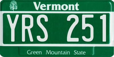 VT license plate YRS251