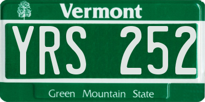 VT license plate YRS252