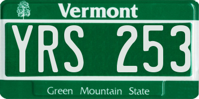 VT license plate YRS253