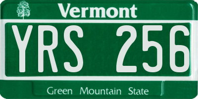 VT license plate YRS256