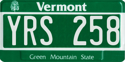 VT license plate YRS258