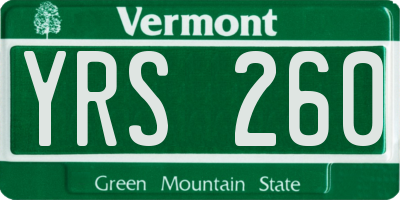 VT license plate YRS260