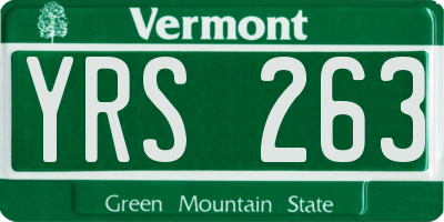 VT license plate YRS263