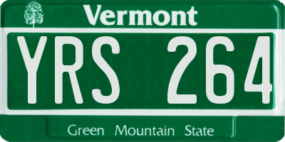 VT license plate YRS264
