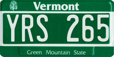 VT license plate YRS265
