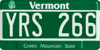 VT license plate YRS266