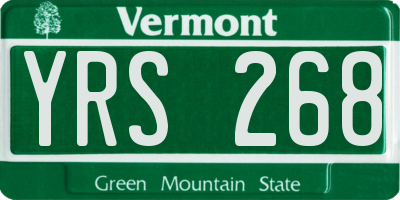 VT license plate YRS268