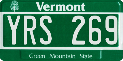 VT license plate YRS269