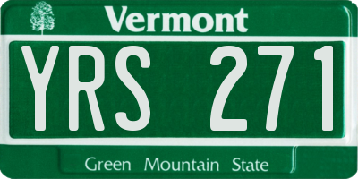 VT license plate YRS271